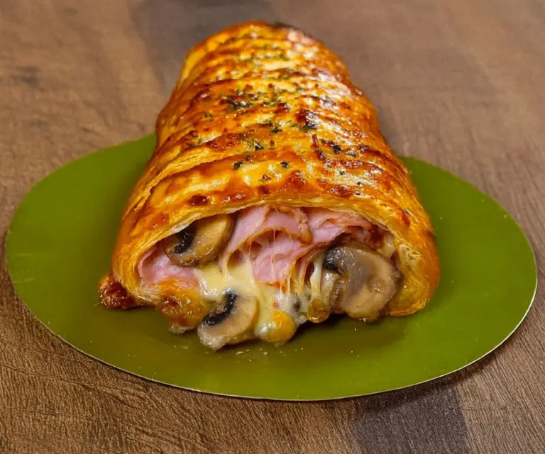 Feuilleté Tressé Jambon, Champignons et Fromage
