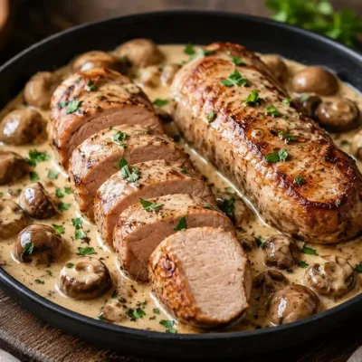 Filet Mignon de Porc à la Crème et Champignons