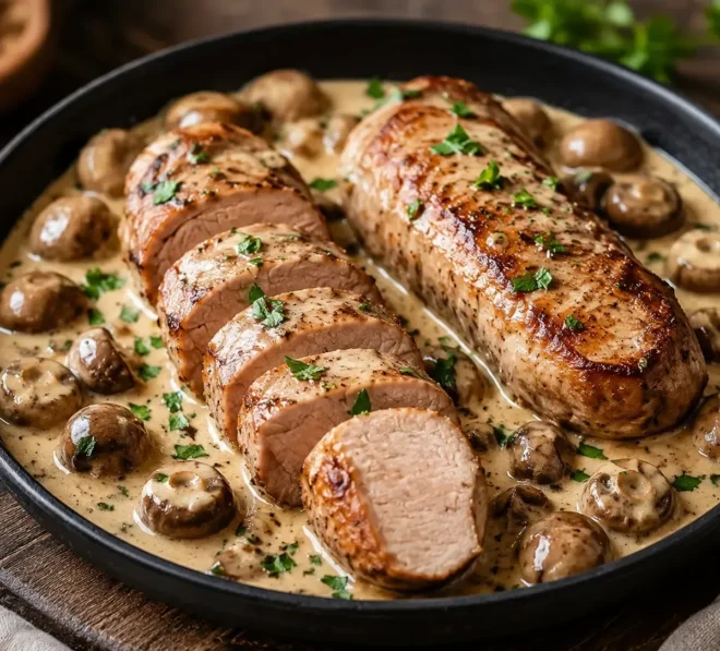 Filet Mignon de Porc à la Crème et aux Champignons