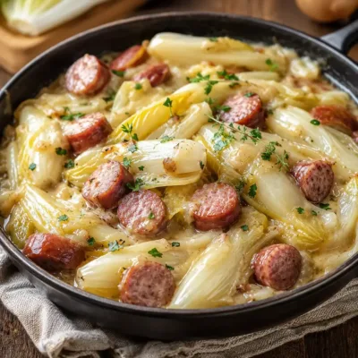 Fondue d'endives aux saucisses fumées : réconfortante