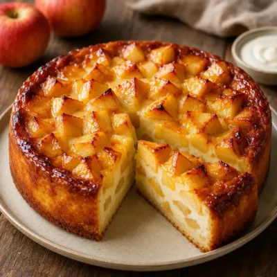 Gâteau Fondant aux Pommes et Yaourt Caramélisé