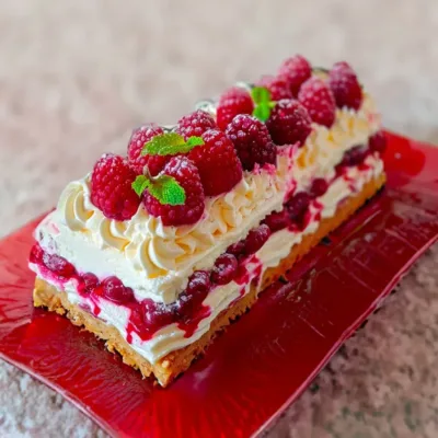 Gâteau Glacé aux Framboises et Crème Vanillée