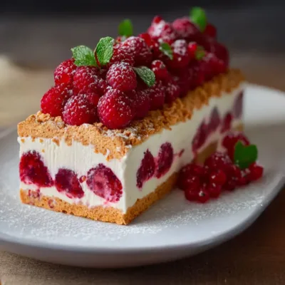 Gâteau Glacé Framboise & Biscuits Sans Cuisson