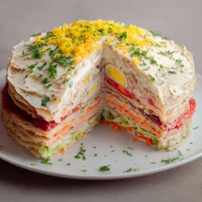 Gâteau Salé de Wraps aux Légumes et Fromage Frais