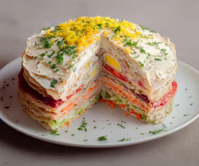 Gâteau Salé de Wraps aux Légumes et Fromage Frais
