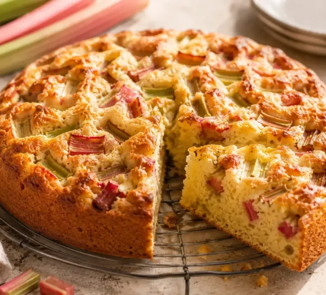 Gâteau Yaourt & Rhubarbe – Moelleux & Acidulé