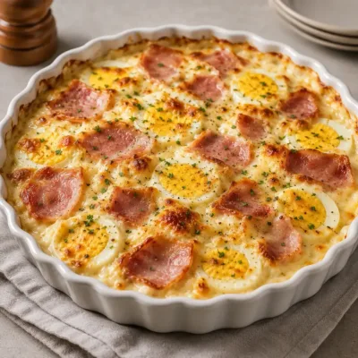 Gratin Crémeux aux Œufs, Jambon & Fromage