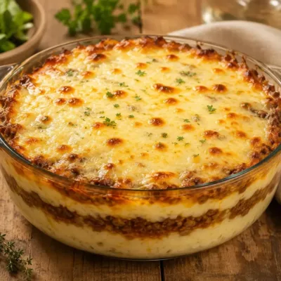 Gratin de Purée de Pommes de Terre et Viande Hachée