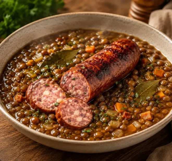 Lentilles à la Saucisse de Morteau : Le Grand Classique Franc-Comtois