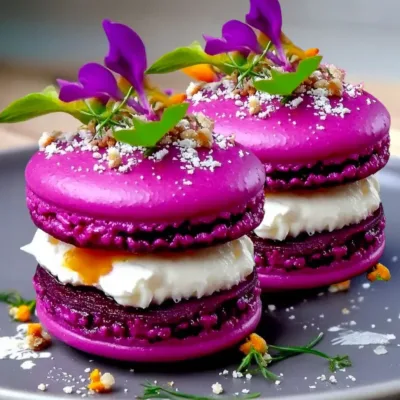 Macarons Roses à la Betterave et Crème Vanillée