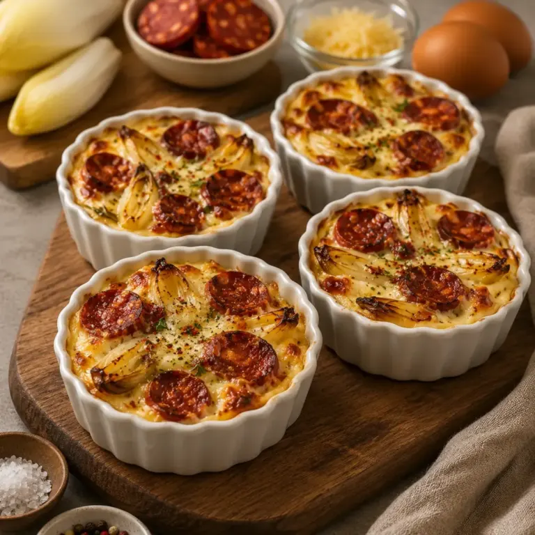 Mini Gratins d’Endives au Chorizo et Fromage