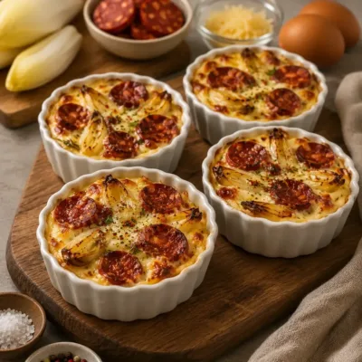 Mini Gratins d’Endives au Chorizo et Fromage