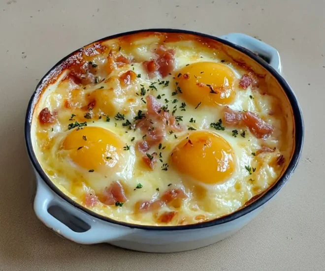 Œufs Cocotte au Lardons et Fromage