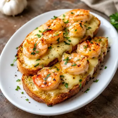 Pain à l’Ail Gratiné aux Crevettes Savoureux