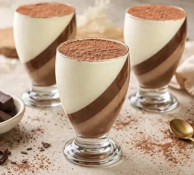 Panna Cotta Bicolore au Chocolat Noir et Vanille : Un Dessert Élégant et Facile
