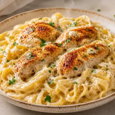 Pâtes au Poulet et Sauce Crémeuse à l’Italienne