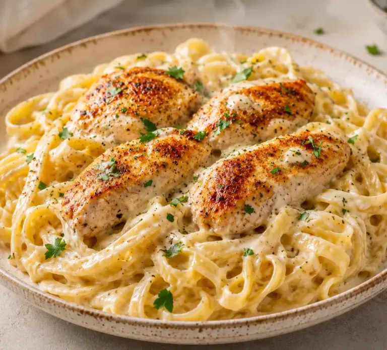 Pâtes au Poulet et Sauce Crémeuse à l’Italienne