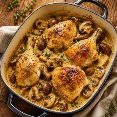 Poulet à la Moutarde et aux Champignons : Recette Savoureuse