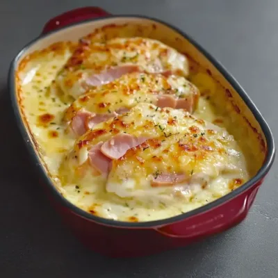Poulet Gratiné au Jambon et Sauce Crémeuse