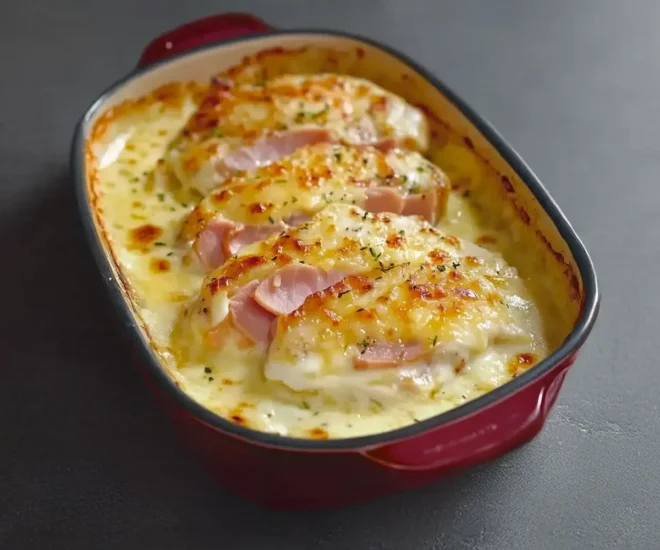 Poulet Gratiné au Jambon et Sauce Crémeuse