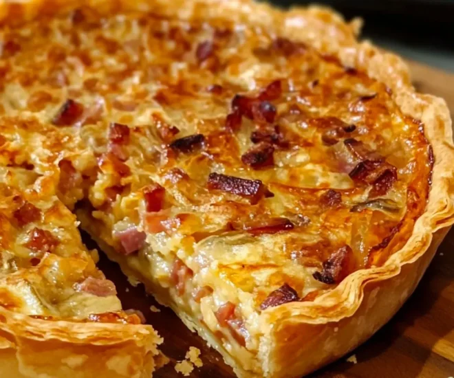 Quiche aux Oignons Caramélisés et Lardons