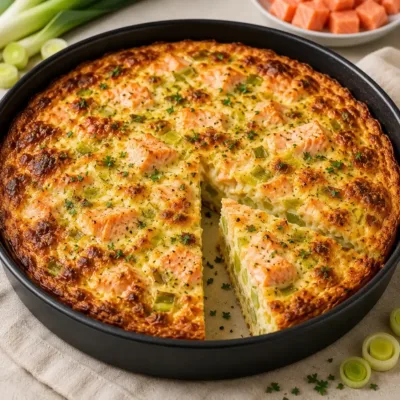 Quiche Fondante au Saumon et Poireaux