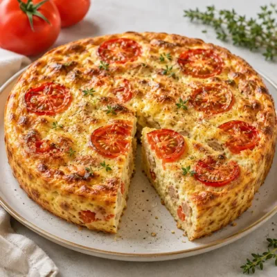 Quiche Sans Pâte au Thon et Tomates Savoureuse