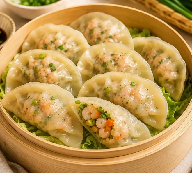 Raviolis Vapeur aux Crevettes et Légumes