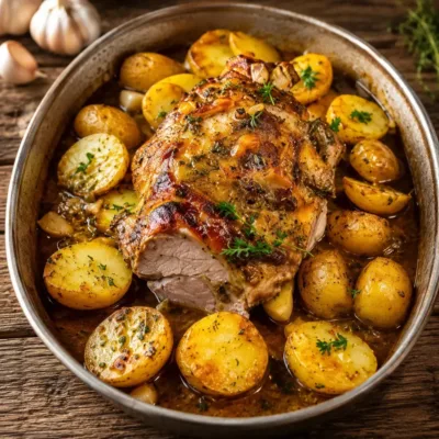 Rôti de Porc à l’Ail et Pommes de Terre Jaunes