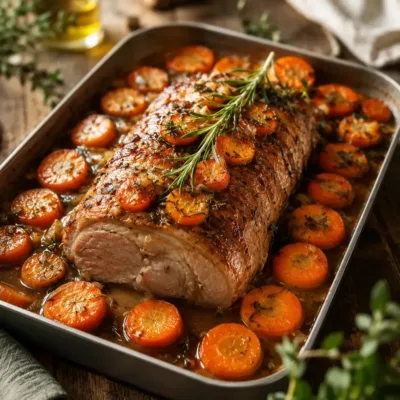 Rouelle de Porc Mijotée au Vin Blanc et Carottes