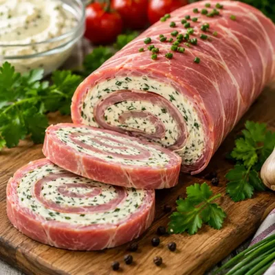 Roulé de Jambon au Fromage Frais et Herbes