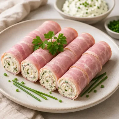 Roulés de Jambon au Fromage Frais et Ciboulette