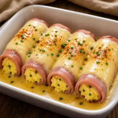 Roulés de Jambon Farcis aux Œufs Crémeux