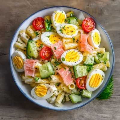 Salade de Pâtes Crémeuse au Surimi et Œufs