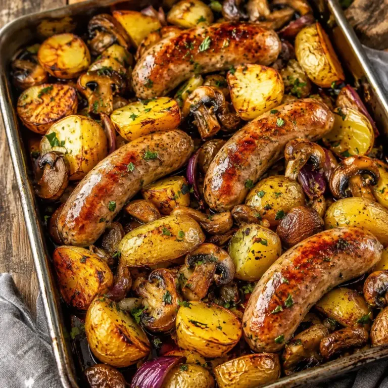 Saucisses, Champignons et Pommes de Terre au Four : le plat familial ultra savoureux