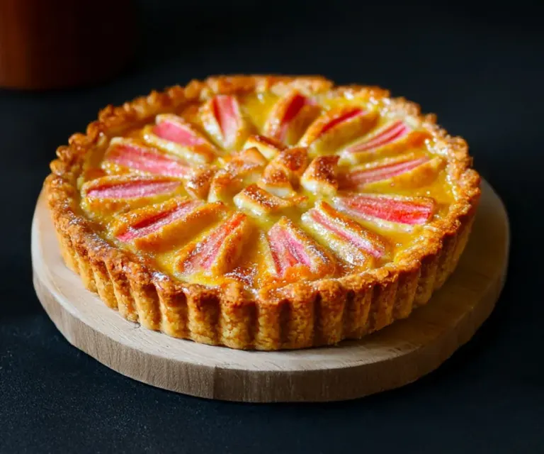 Tarte à la Rhubarbe Crémeuse et Dorée