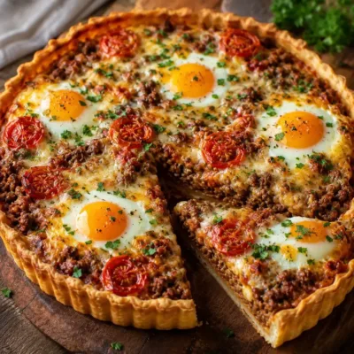 Tarte à la Viande Hachée aux Œufs et Fromage