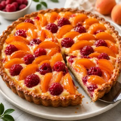 Tarte Abricots & Framboises à la Crème Vanillée