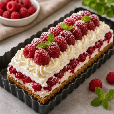 Tarte Gourmande aux Framboises Sans Cuisson