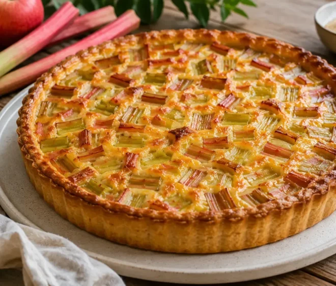 Tarte Pommes Rhubarbe Fondante et Gourmande