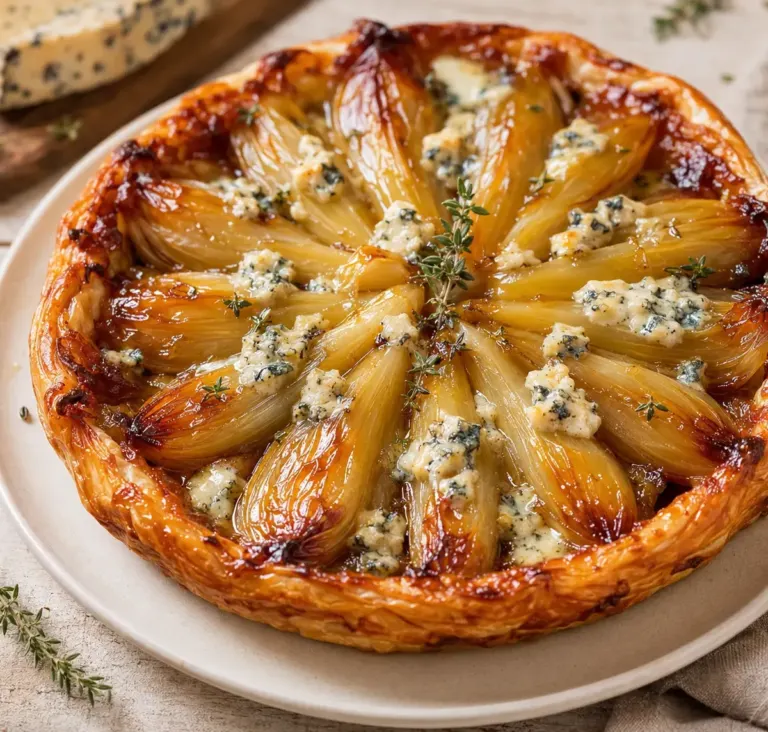 Tatin d’Endives au Bresse Bleu : Une Tarte Renversée Élégante et Gourmande