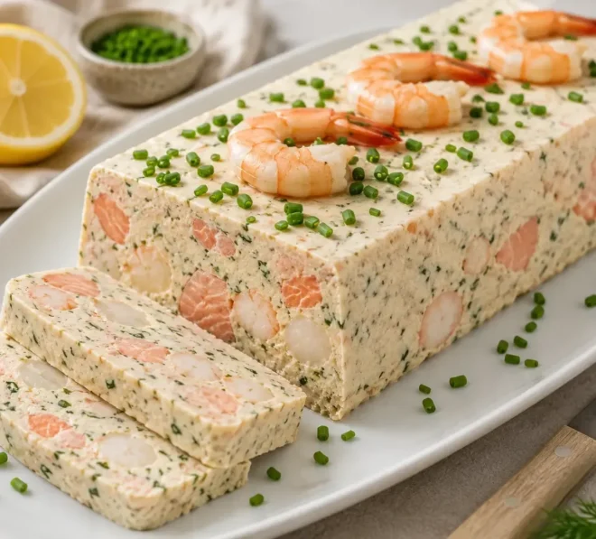 Terrine Marine aux Saveurs de Saint-Jacques, Saumon et Crevettes