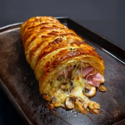Tresse Feuilletée au Jambon et Champignons