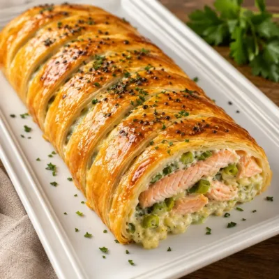 Tresse Feuilletée au Saumon et Poireaux