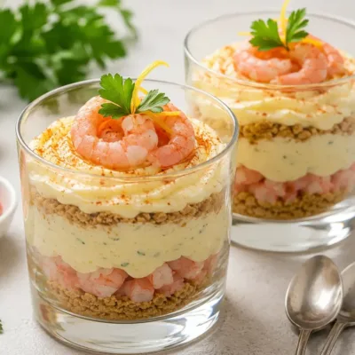 Verrines de Tiramisu aux Crevettes Roses
