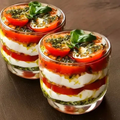 Verrines Tomate, Mozzarella et Pesto : Fraîcheur Élégante