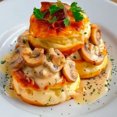 Vol-au-Vent au Poulet et Champignons Crémeux