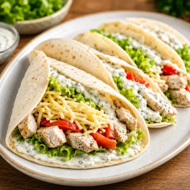Wrap Poulet, Laitue, Tomates et Sauce Crémeuse aux Herbes : Une Recette Facile et Gourmande