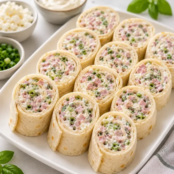 Wraps Apéritifs au Jambon, Fromage Frais et Ciboulette