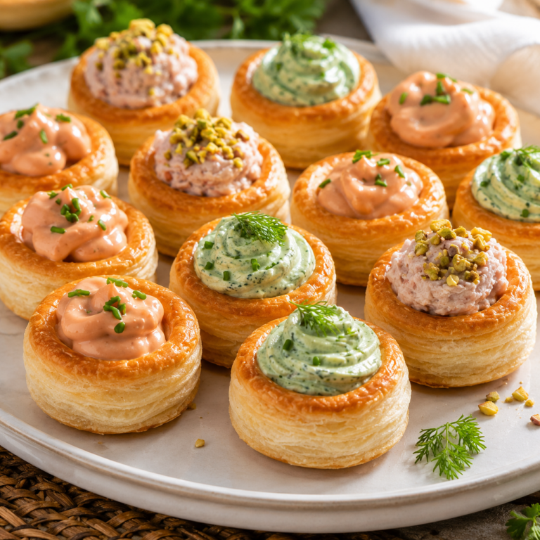 Apéritifs Vol-au-vent Fantasia : Trois Garnitures Élégantes pour Éblouir Vos Invités